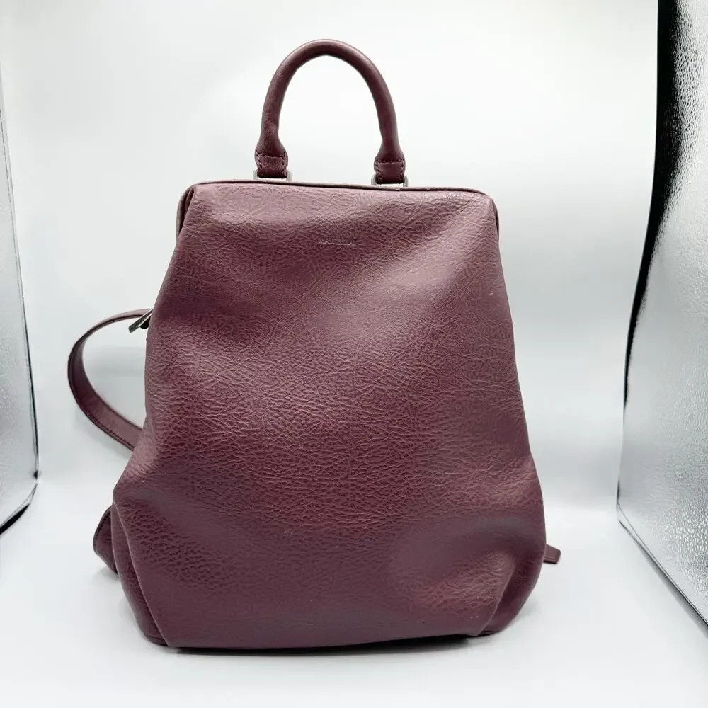 Matt & Nat Purple Vegan Leather Backpack Zip Pocket Adjustable Straps